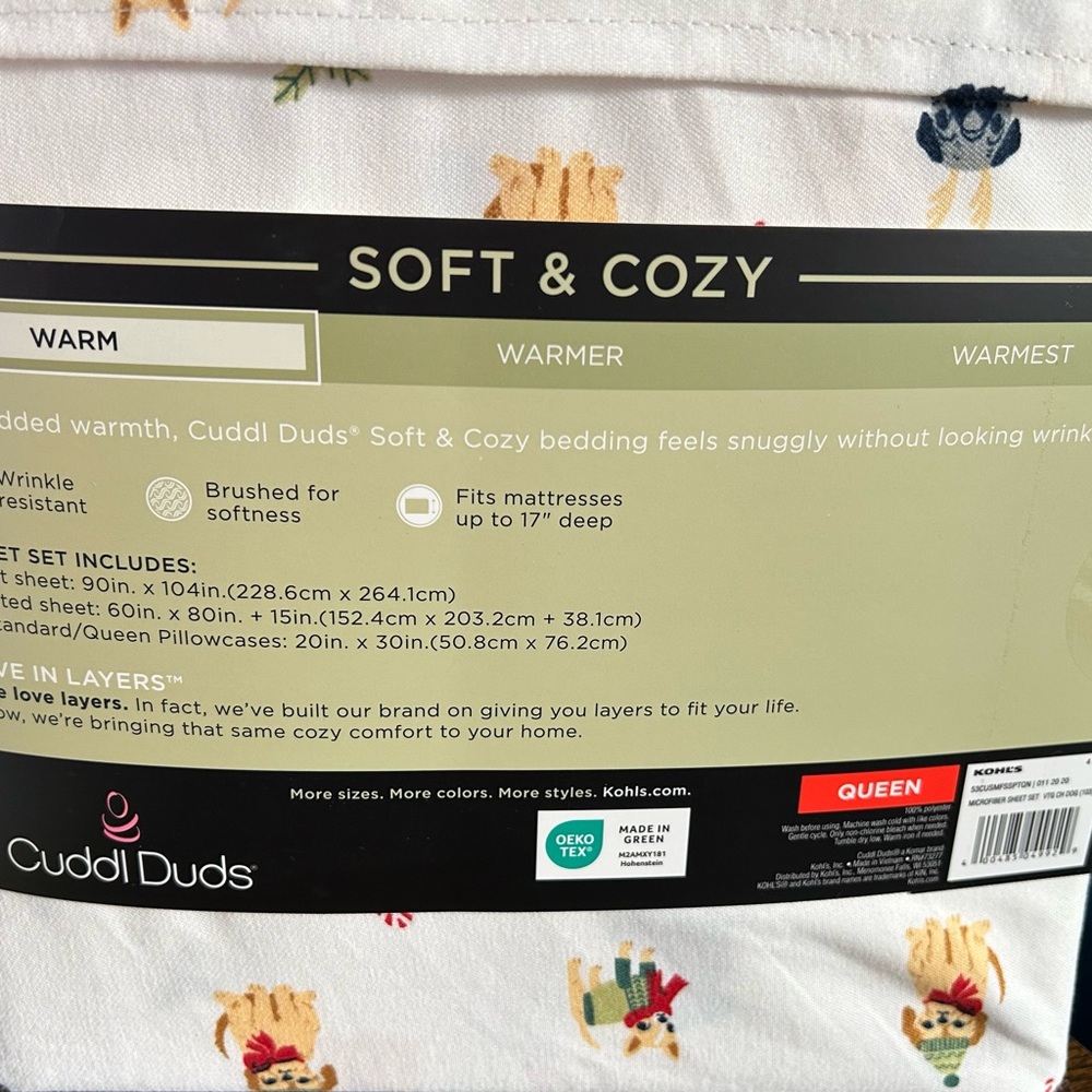 Cuddl Duds Cream Holiday Puppy Print Sheet Set - Picture 3 of 4